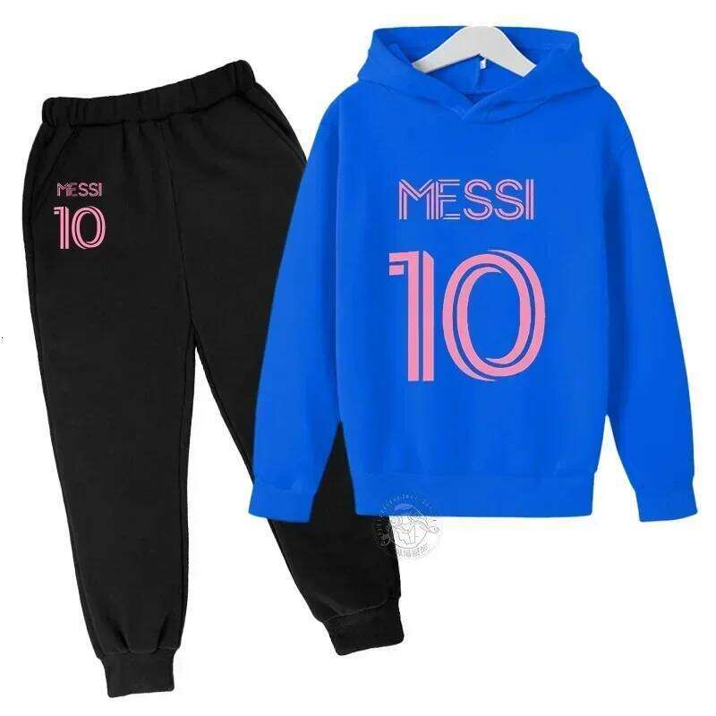 Messi Street Fashion Boys and Girls Autumn Suit Children's Pullover + Sweatpants Two-piece Outdoor Sports X260109