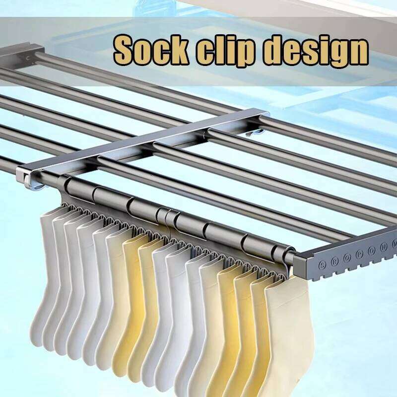 Extendable Clothes Drying Rack Carbon Steel Shoes for Balcony Bedroom Towel Organizer Window Shoe Storage Shelf 26T0109