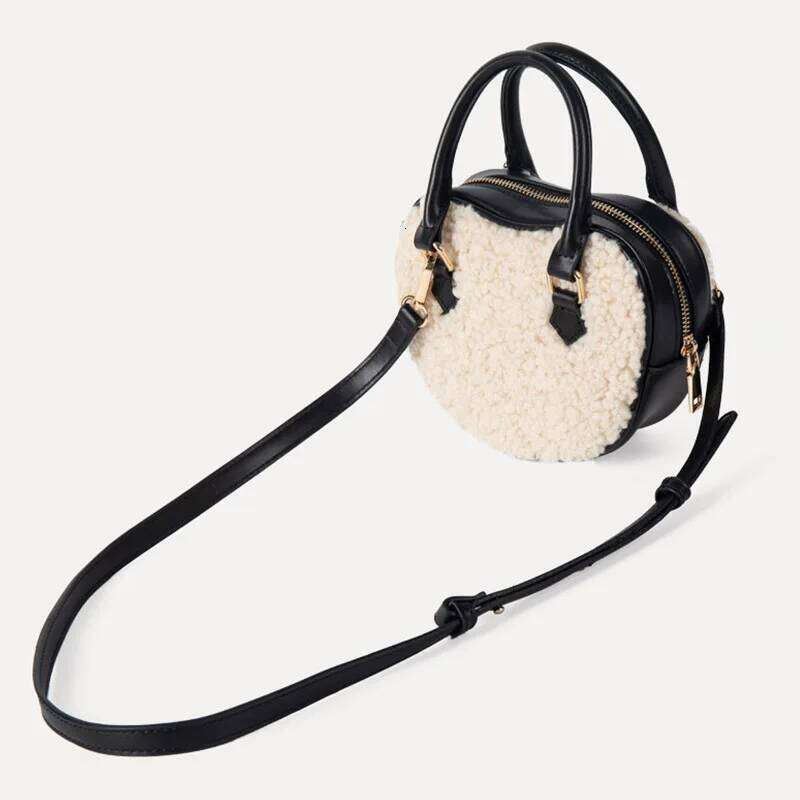 Fashionable Winter Faux Fur Apple Heart Shape Women's Handbag Luxury Design Soft Plush PU Leather Warm Fluffy Boston Shoulder Ba XJ260109