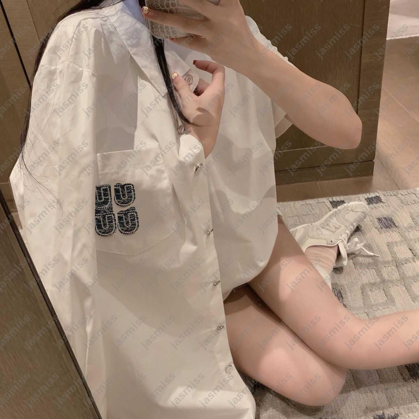 Letter Rhinestone Designer Polo Women Luxury Blouse Long Sleeves Shirt Lapel Neck Polos Tee Blouses Pullover Woman Shirts Tops Lady Clothes Clothing DZD2601092