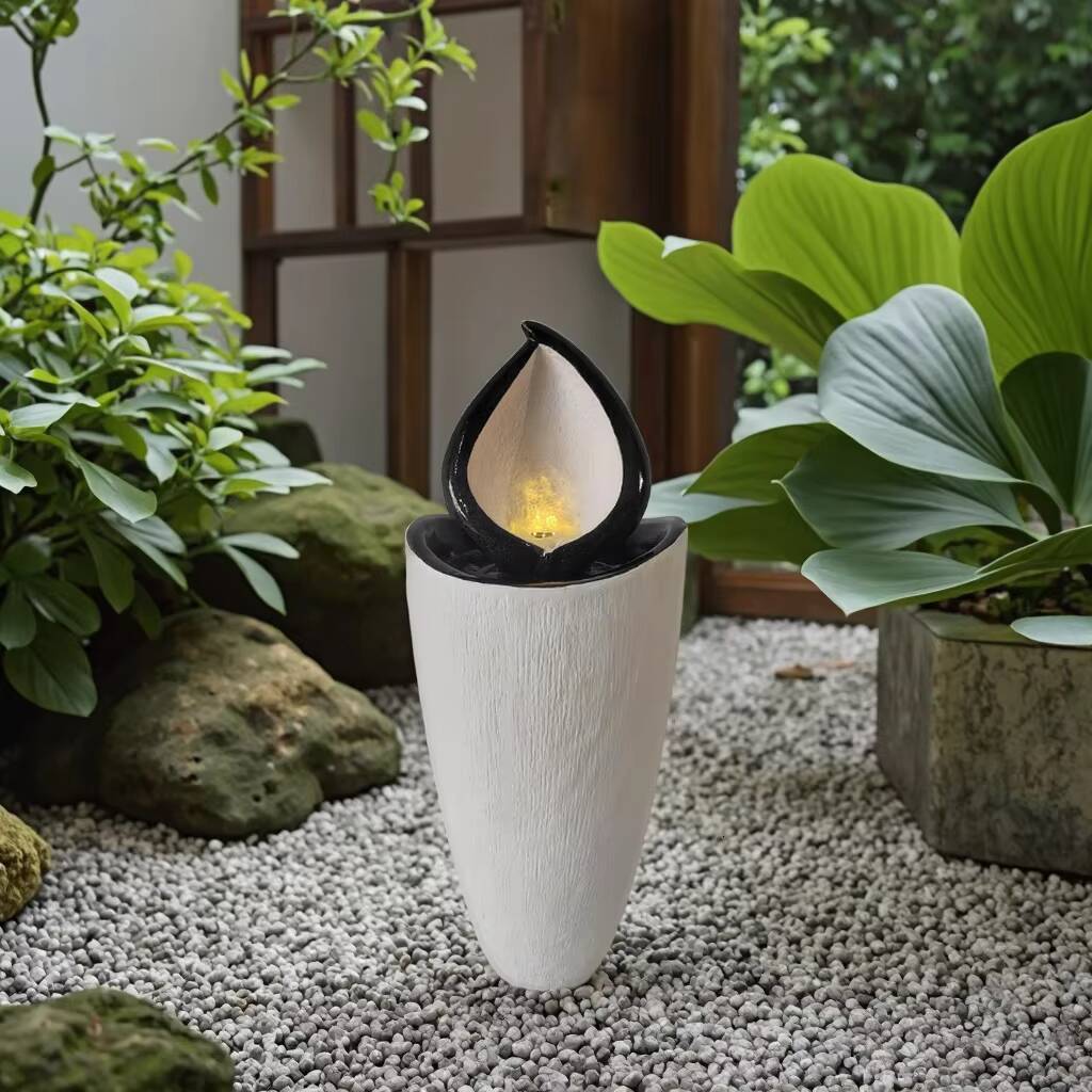 Modern Solar Powered Water Fountain with Led Lights Garden Backyard Decoration