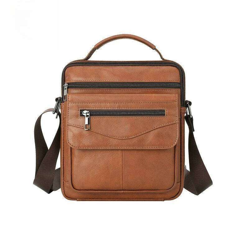 Men's Genuine Messenger Bag - Large Capacity Crossbody Shoulder Bag, Real Leather Briefcase for Business & Travel XJ260109