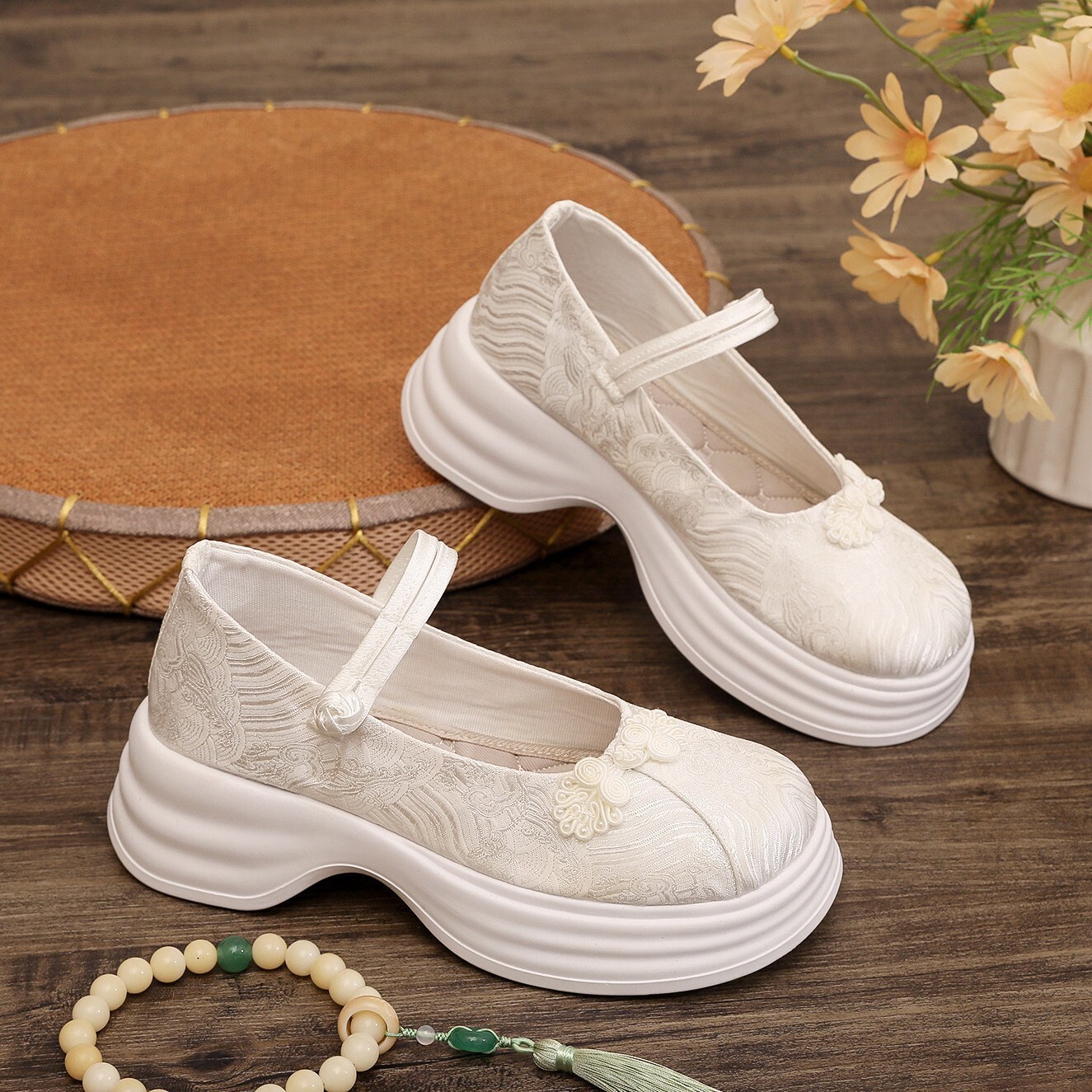 Ddmytiger Ddmytiger Qinyu New Mary Jane Height Increasing Platform Sole Chinese Women S French Style Elegant Shallow Mouth Single Shoes Outdoor Outdoo