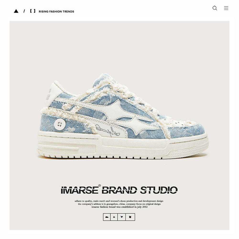 Destroyed Aesthetic Design Breathable Men's Trendy Washed Denim Sneakers Unisex Couple Shoes