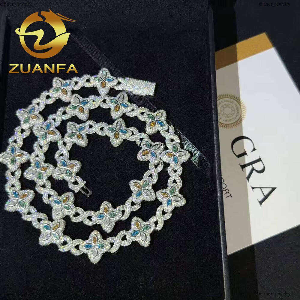 15mm VVS Moissanite Hip Hop Jewelry 925 Silver Iced Cuban Pass Diamond Chain Ready for Shipment