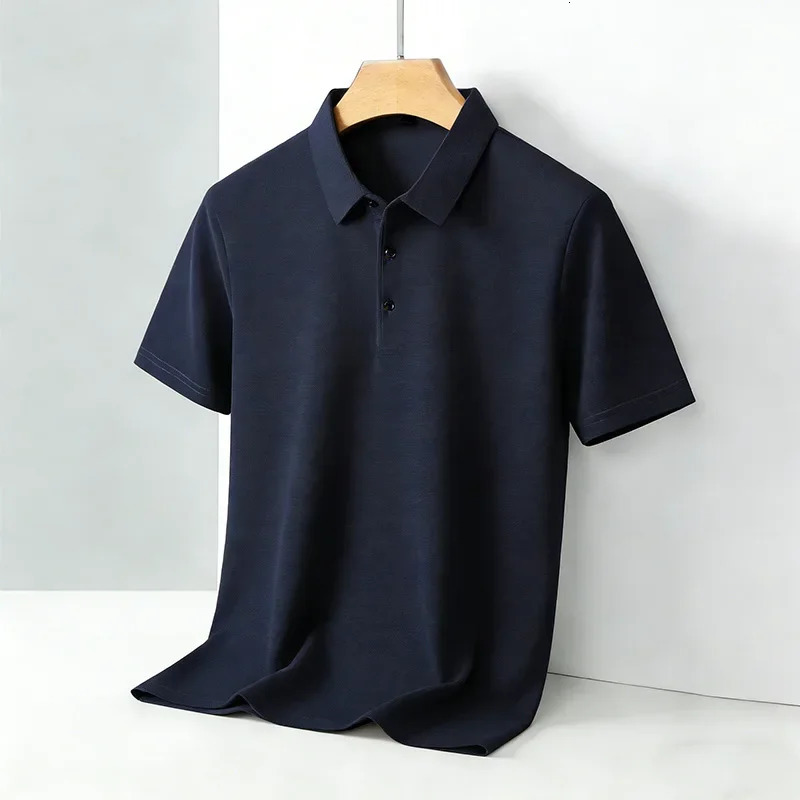 Mens Short Sleeve Polo Shirt Summer Solid Color Breathable Casual Business T-Shirt Fashion Soft Fabric Polo Top for Men 260107