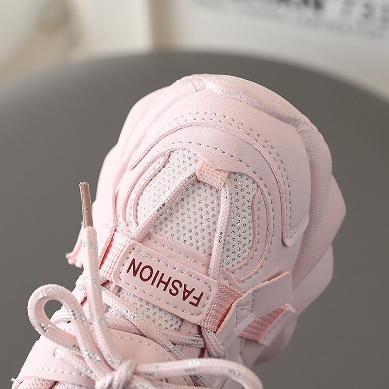 baby shoes White and pink childrens leisure shoes air mesh breathable fashion school running shoes new soft