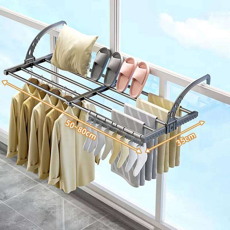 Extendable Clothes Drying Rack Carbon Steel Shoes for Balcony Bedroom Towel Organizer Window Shoe Storage Shelf 26T0109