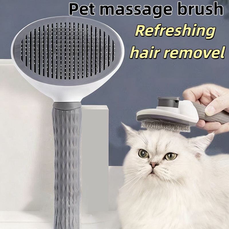 Dog Grooming Tools Pet Grooming Brush with Massage Needles - Comfortable Handle Cat/Dog Hair Comb, Shedding Brush for Long/Short Fur