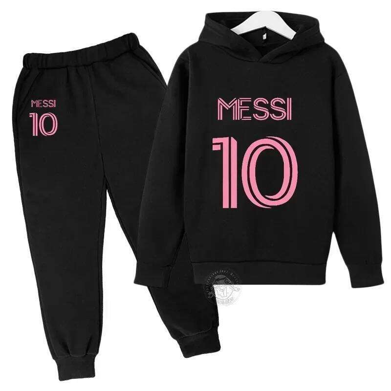 Messi Street Fashion Boys and Girls Autumn Suit Children's Pullover + Sweatpants Two-piece Outdoor Sports X260109