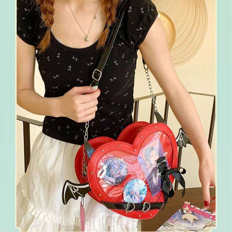 Ulzzang Ita for Love Heart Design Y2K Demon Itabag Women New Transparent Crossbody Bags Girls JK Uniform Shoulder Bag XJ260109