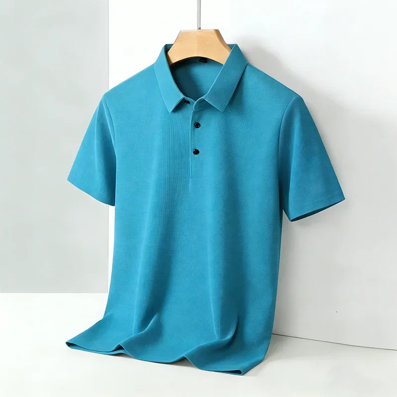 Mens Short Sleeve Polo Shirt Summer Solid Color Breathable Casual Business T-Shirt Fashion Soft Fabric Polo Top for Men 260107