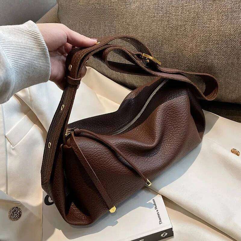 Hot Sale New Bucket Bags for Women 2025 Autumn Winter Trend Vintage Designer Leather Zipper Crossoby Handbags and Purses XJ260109
