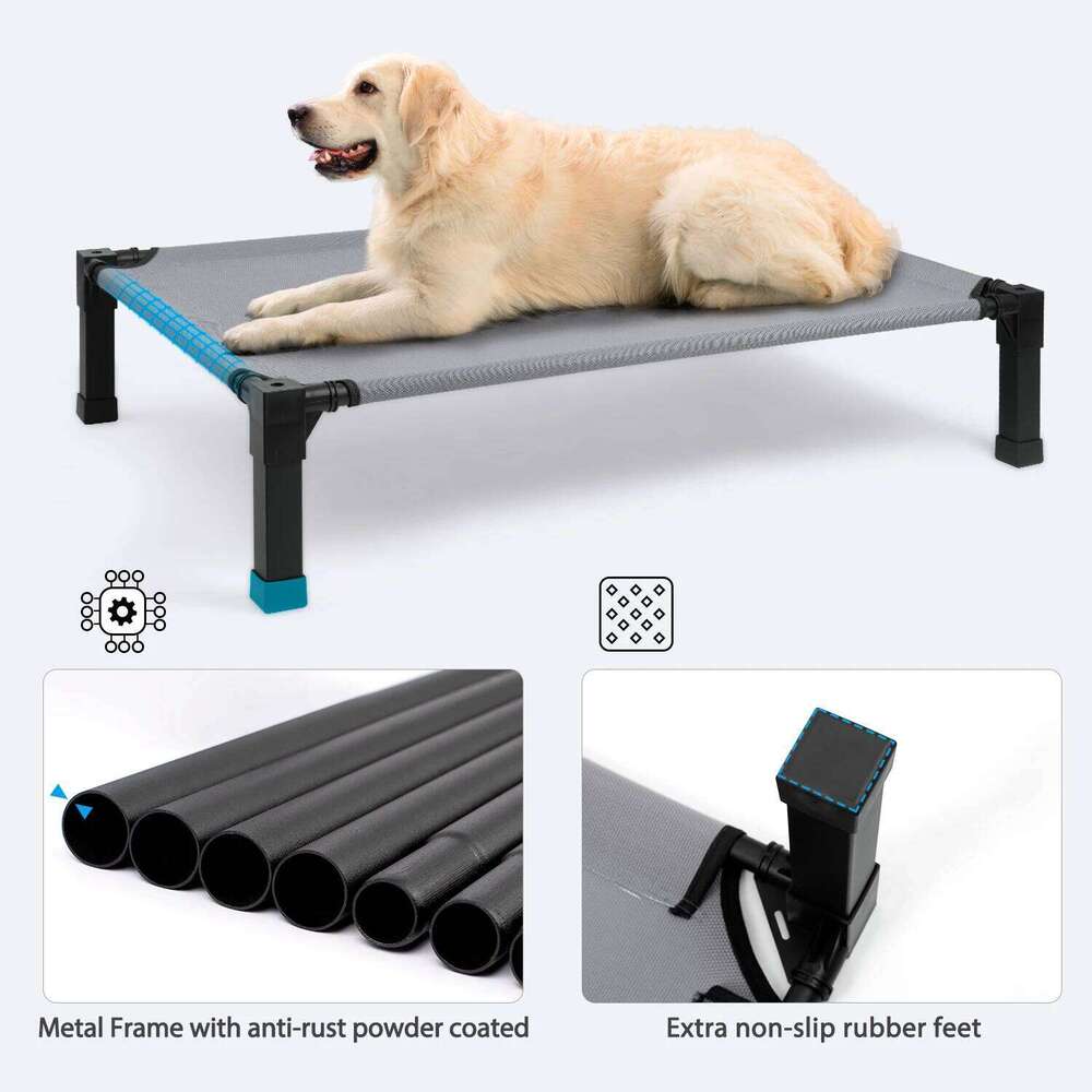 Elevated Bed, Cooling Raised Pet with Chew Proof Washable Breathable Mesh and Metal Frame, Portable Dog Cot Bed 26N0109