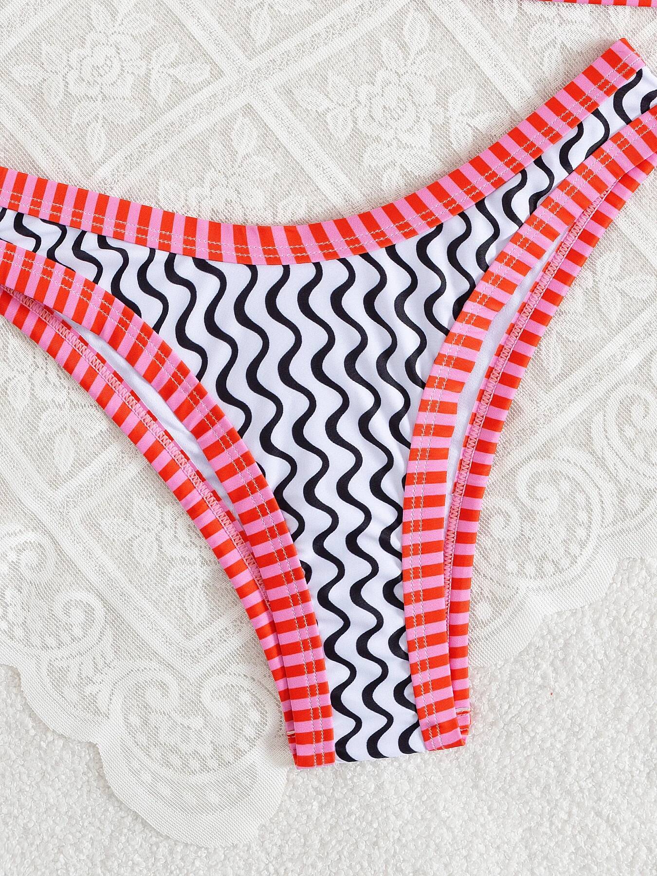 2025 Classical Sport Bikini Women Slipt Swimsuit Fashion Sexy Stripped Biquini Lady Swimwear Bathing Suit Female Beachwear dongdumaoyi