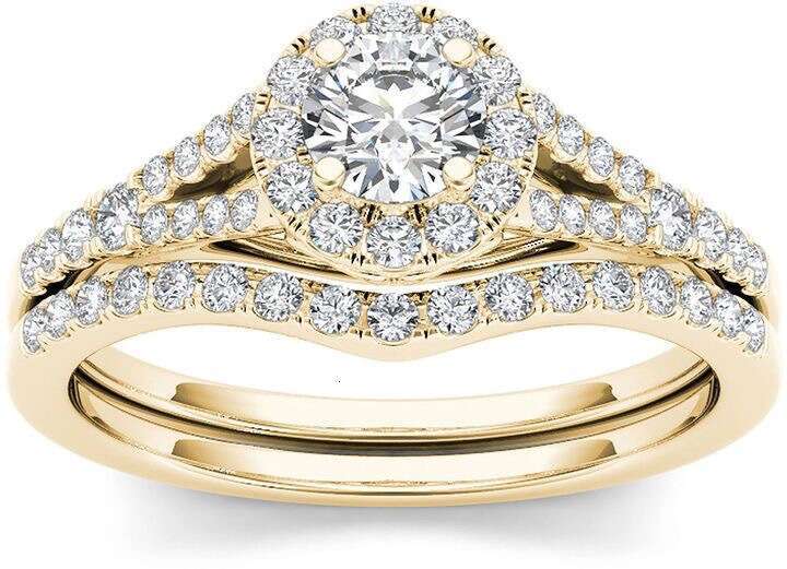 Sanjie TEMU Cross-Border Hot-Selling European And American Couple Gold-Plated Inlaid Zircon Rings For Women Direct From Manufacturer