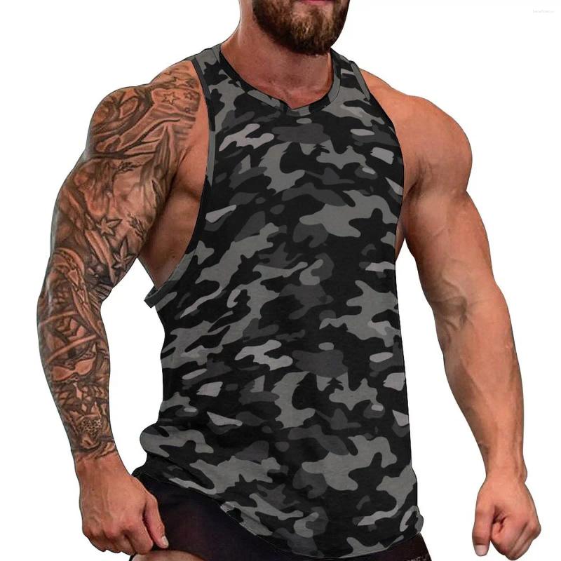 Men's Tank Tops Fashion Camouflage 3D Print Streetwear Oversized Fitness Gym Crew Neck Vest Sleeveless Beach Men Clothing