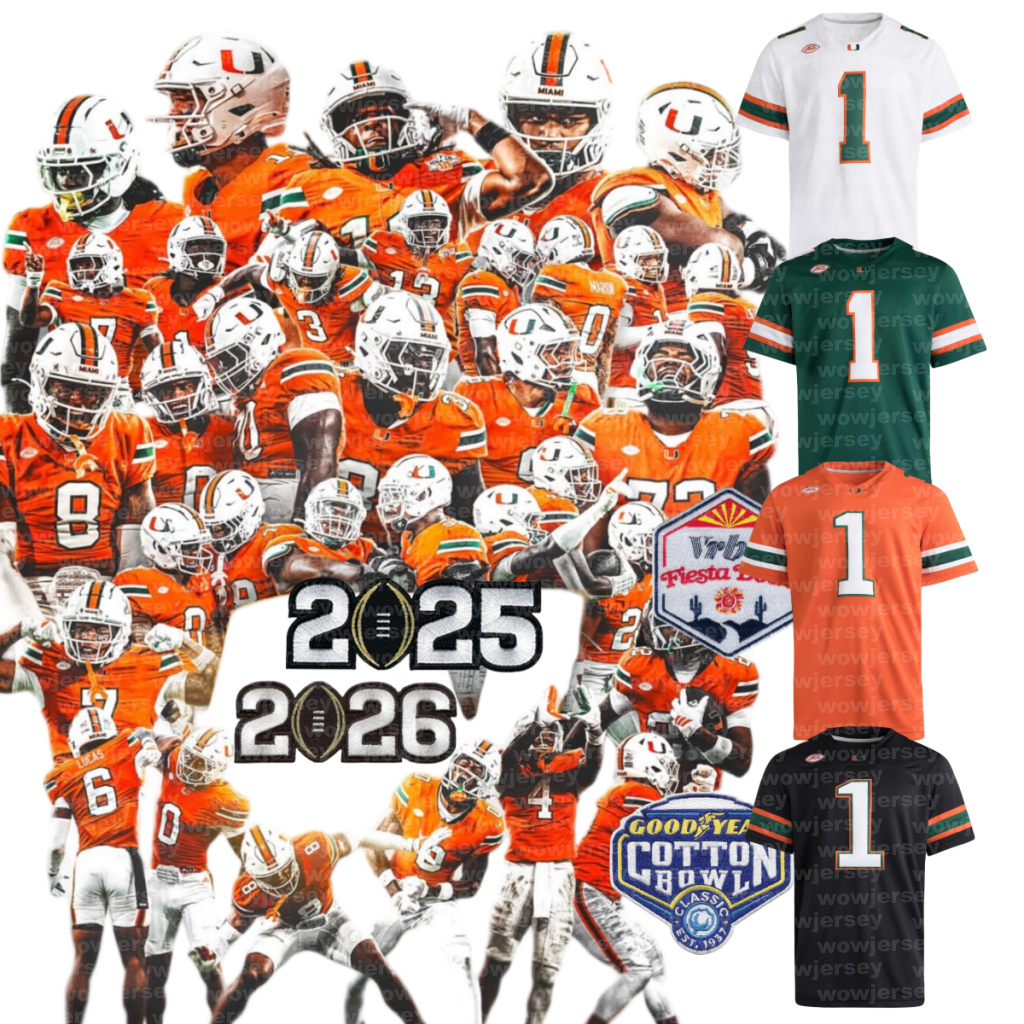 10 Malachi Toney Hurricanes 2026 College Football National Championship Jerseys Carson Beck Mark Fletcher Jr. Mohamed Toure Fitzgerald Williams Lyle Reed Miamis