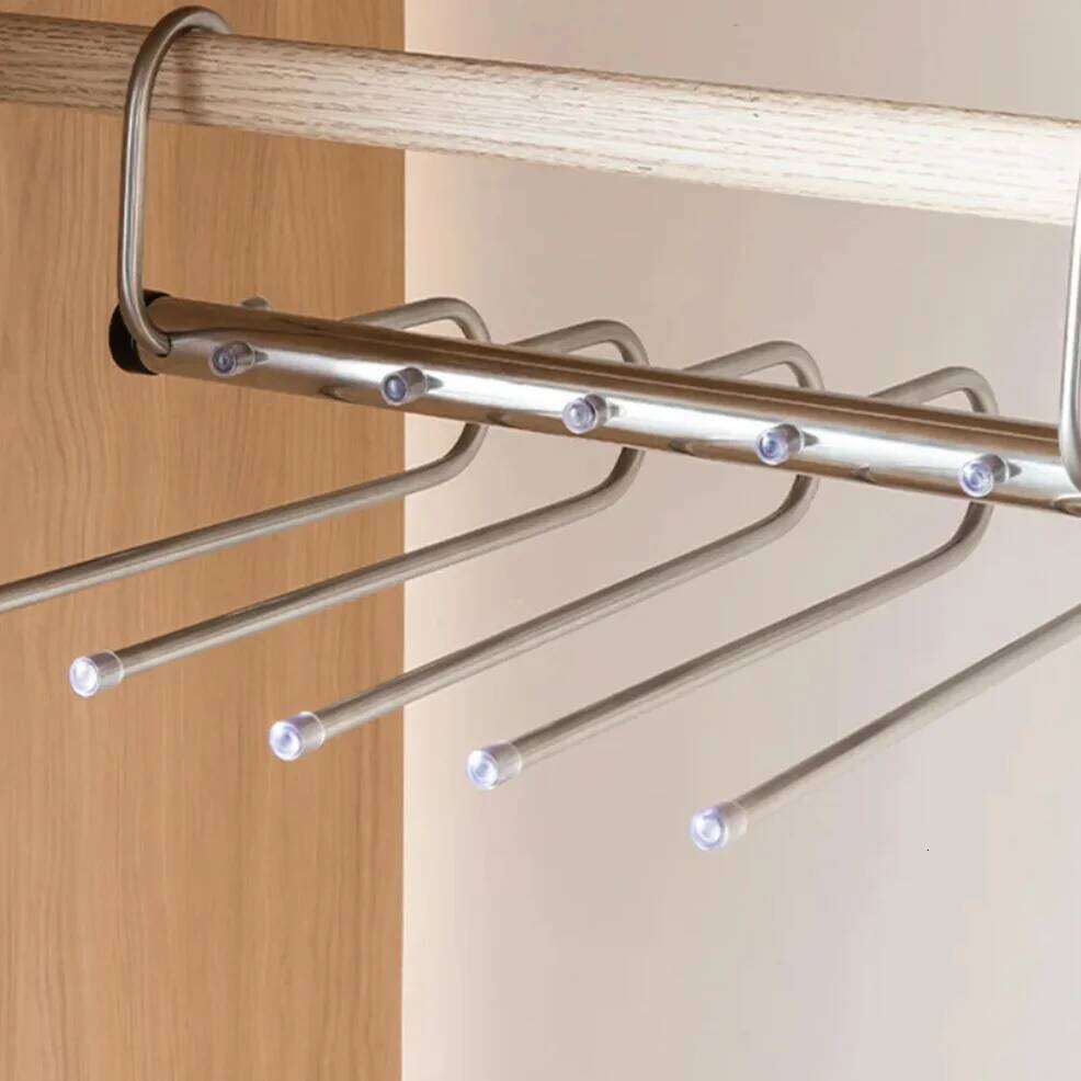 1/2pcs Folding Magic Pants Hangers,5/9Layer Stainless Steel Space Saving Clothes Rack,Jeans Trousers Scarf Organizers for Closet 26T0109