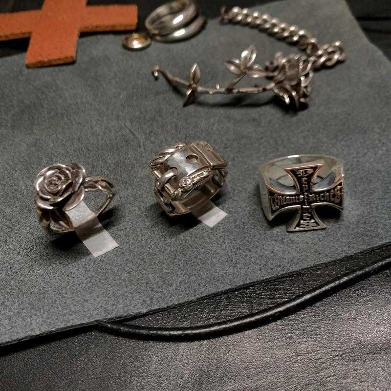 Heavyweight aged rose cross-shaped ring, retro and niche finger ring J260109