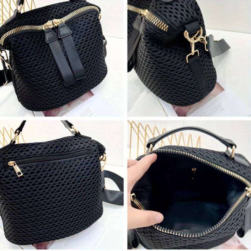 New Women's Crossbody Lightweight and Soft Mesh Bag, High-end Feel Handbag, Casual Large Saddle Bag XJ260109