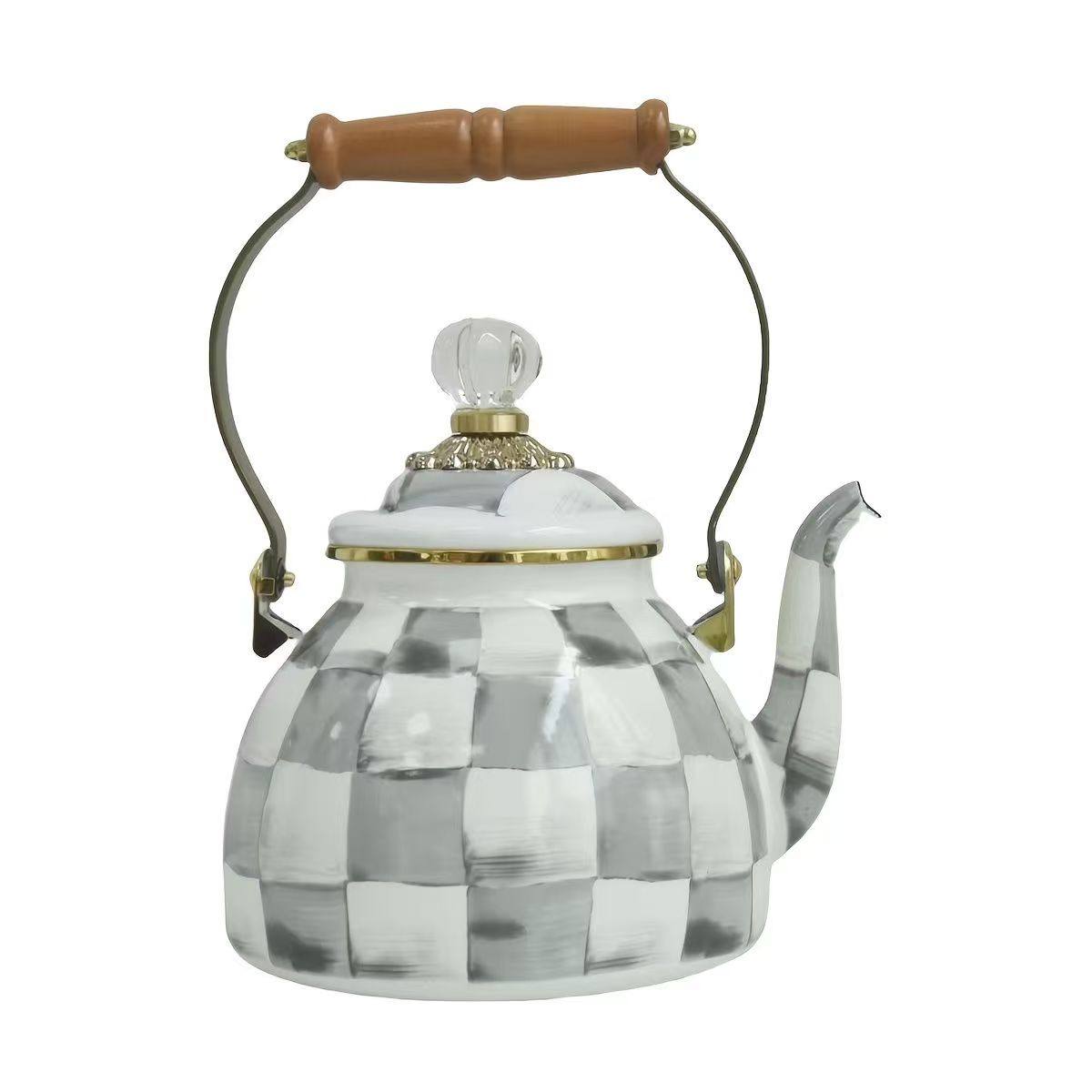 Plates XMSJ-Enamel Butter Box Cute Lidded Enamel Dish Black-and-White Courtly Check