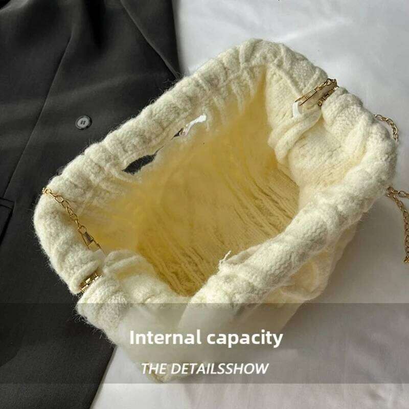 Women Crochet Crossbody Winter Knitted Textured Casual Shoulder Handle Futuristic Yet Versatile Design Chain Strap Bag XJ260109