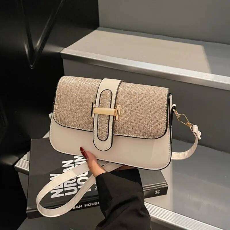 Q1QA Women Lovely Shoulder Simple Small Square Sequins Crossbody PU Leather Dating Trendy Bag XJ260109