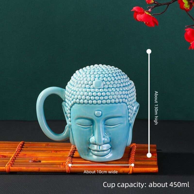 Creative Ceramic Mug Zen Buddha Compassion Coffee Cup Drinking Utensils Home Office Teacup Meditation Gift Artisan Pottery Drinking utensils Teacup Mu
