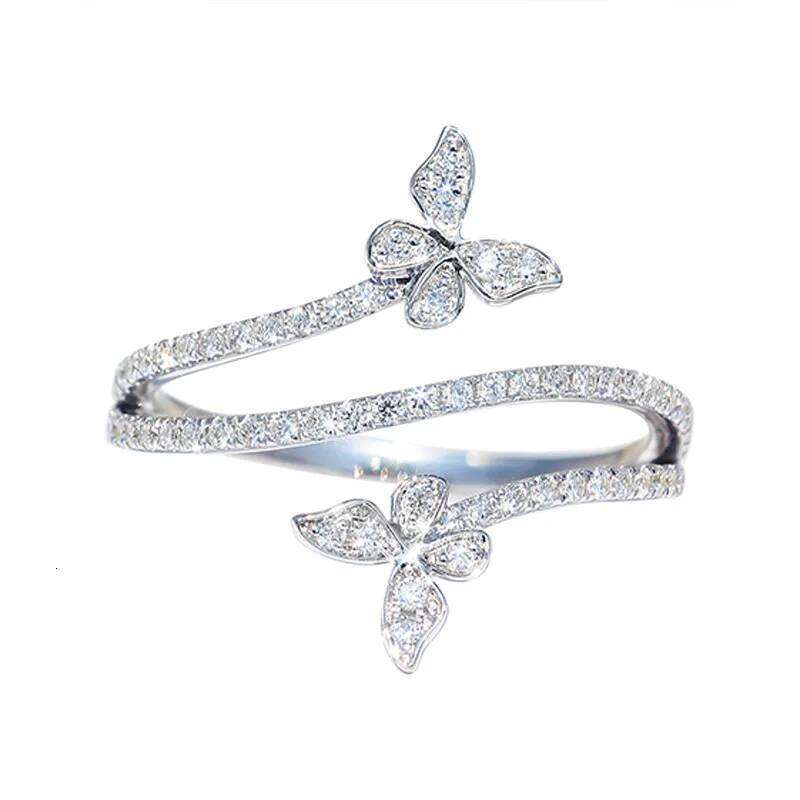 Exquisite Butterfly Rings for Women Luxury Inlaid Bling Cubic Zirconia Temperament Female Accessory Fashion Jewelry