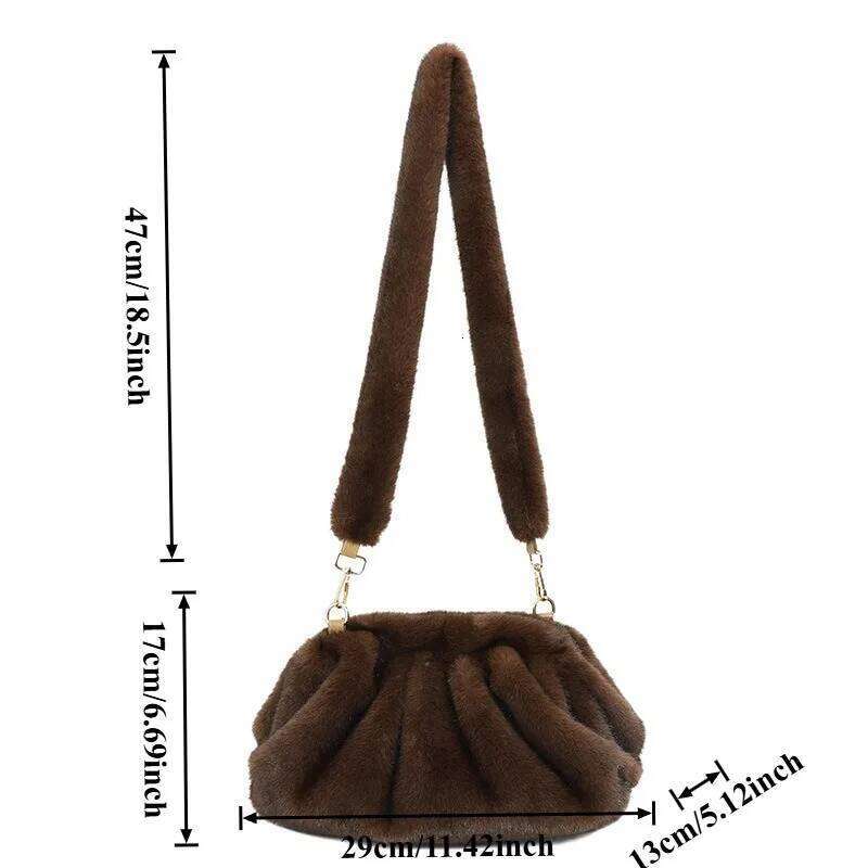 Fluffy Women's - Large Capacity New Arrival Autumn/Winter Niche Furry Shoulder Crossbody Bag with Pleated Tote Design XJ260109