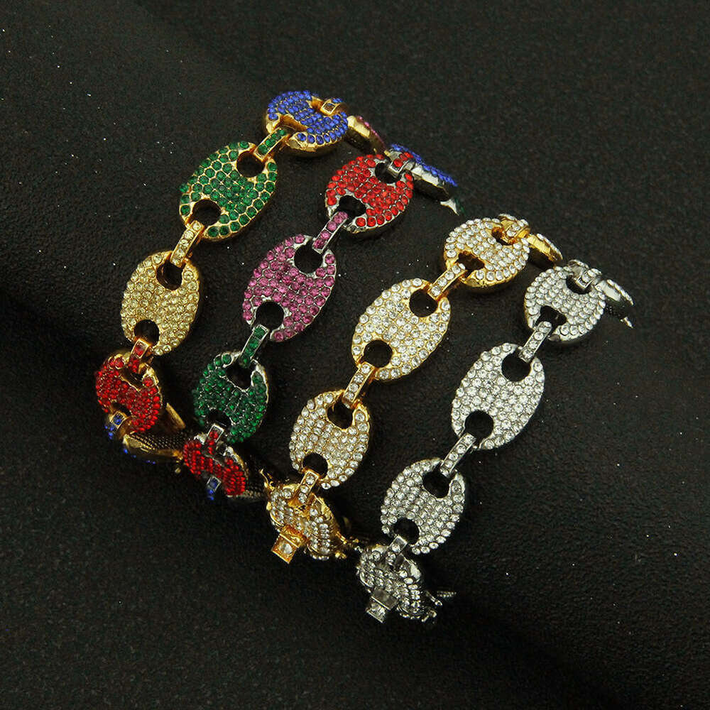 Bracelets Women Men Jewelry Gold Bracelet Unisex Hip Hop Pig Nose Chain Colorful Diamond Inlaid Non Fading Fashion Bracelet