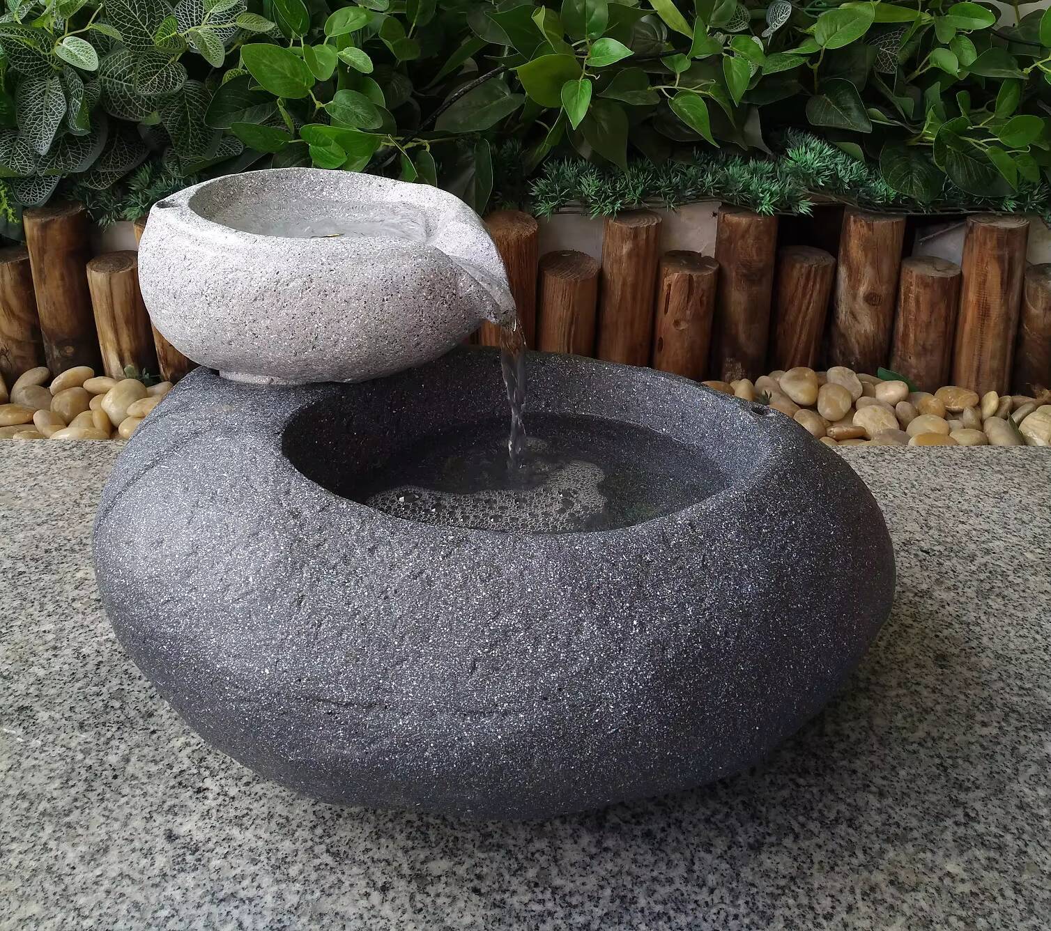Home Garden Decor Nice Fiberstone Bird Water Fountain
