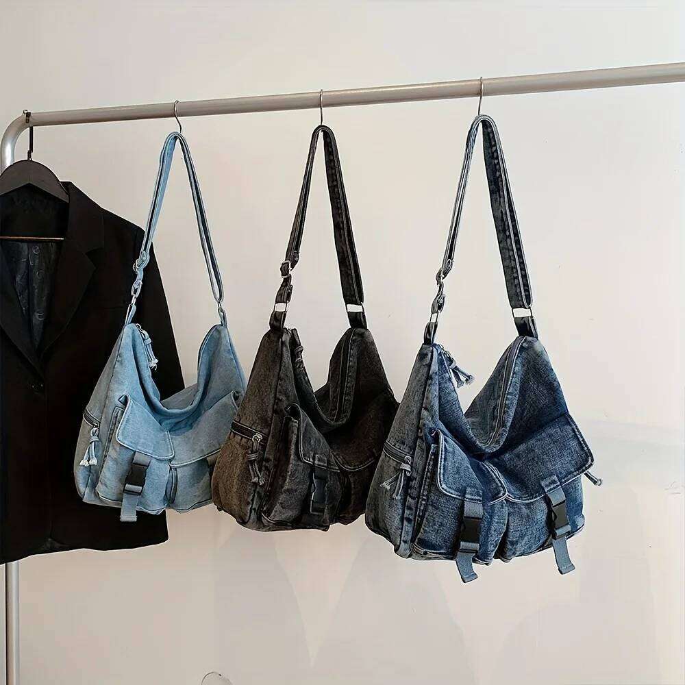 Denim Women's New Trendy Fashion Class Commuting Shoulder Large Capacity Crossbody Bag XJ260109