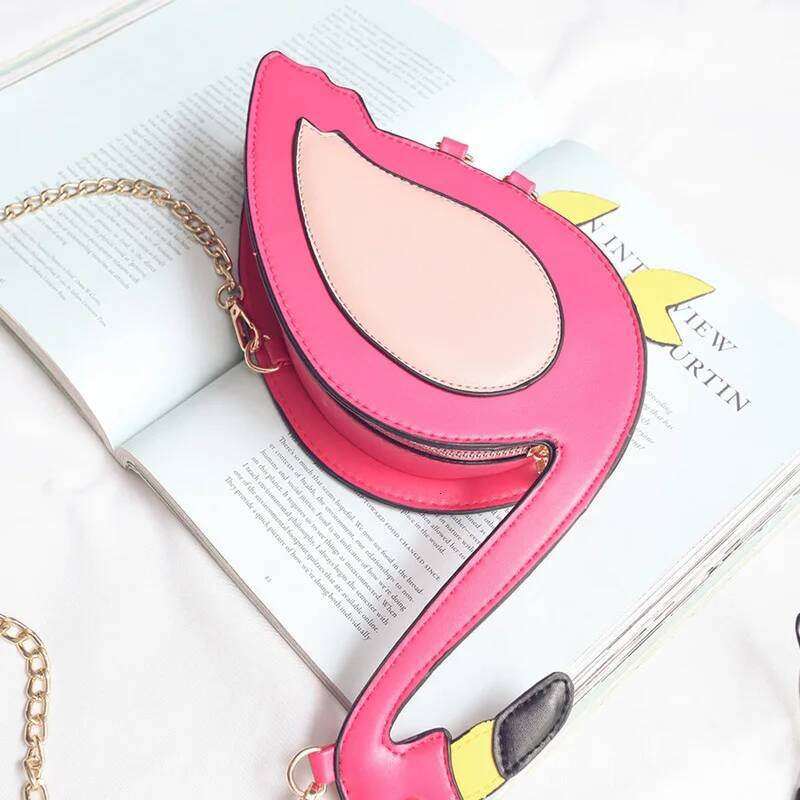 Bestseller Fashion Pu leather embroidery flamingo shape casual chain purse ladies shoulder handbag women's crossbody mini messenger bag ddmybear