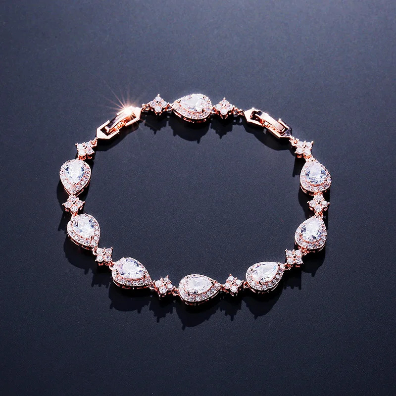 ZAKOL Classic Geometric Water Drop CZ Bracelet for Women Bridal Gorgeous Buling Zircon Party Wedding Jewelry 260108CJ
