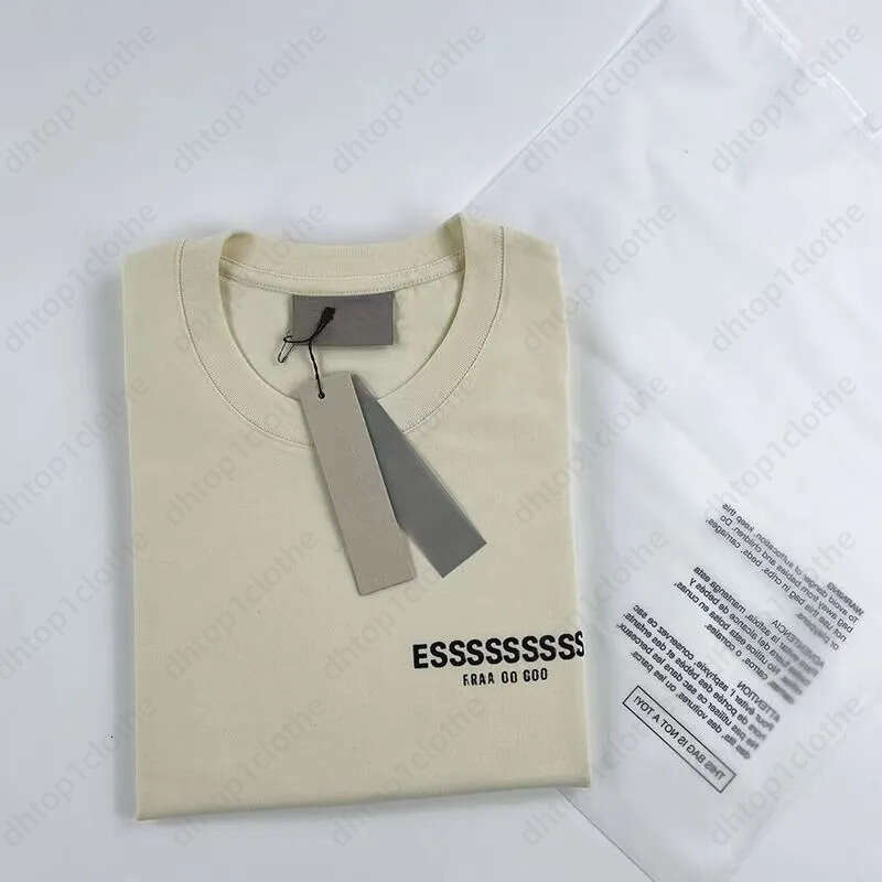 Essential Tshirt Chest Silicone Letter Vintage Oversized Shirt Men Designer Streetwear Women Tops Casual Loose Fog Clothes Pure Cotton Essintals T Shirts 94f