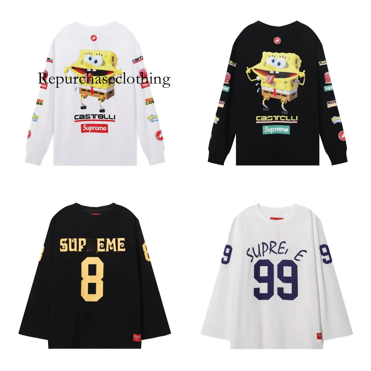 supremely shirt designer high quality clothes Men Womens Sup X UMB Tee Football Loose Tees Tops Casual Street Graffiti Long Sleeve Cotton Pull 2026 supremetshirt a03