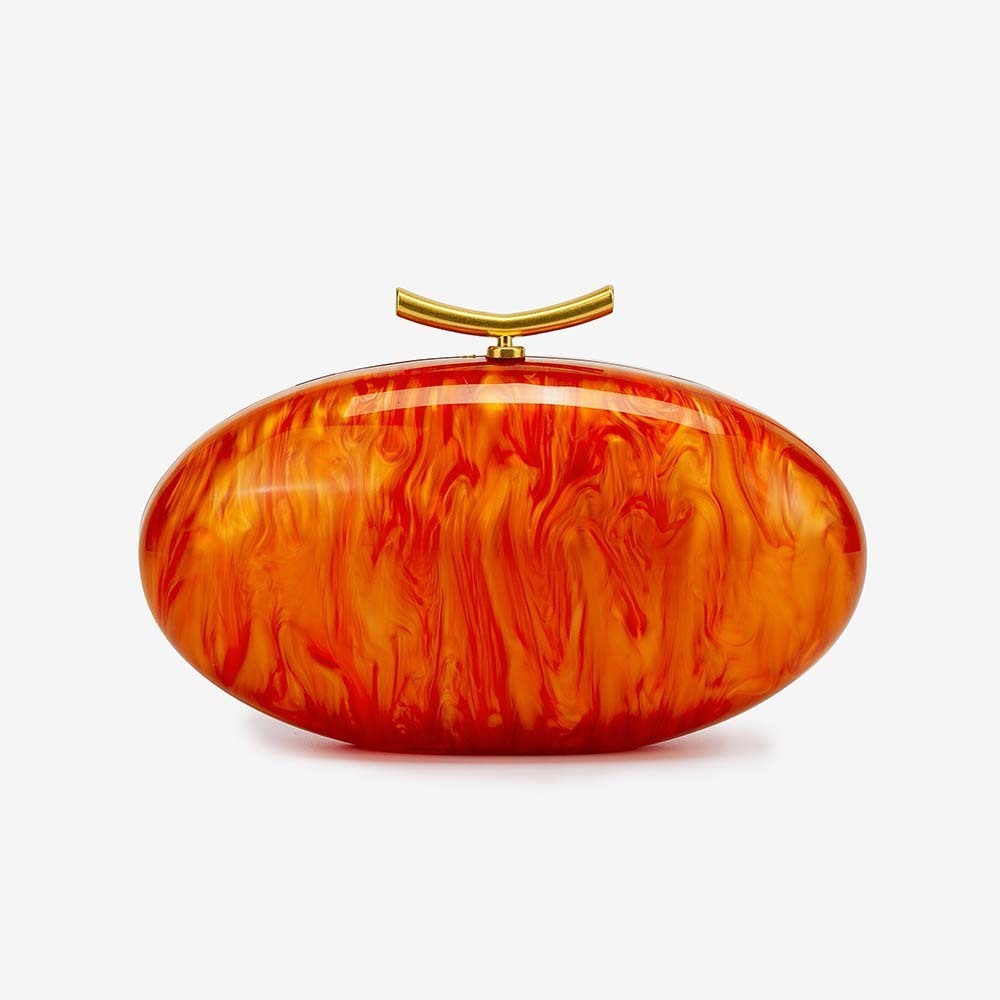 Alizekerr Oval Shaped Acrylic Evening Bags Women Boutique Elegant Classy Clutch Purses Ladies Chain Shoulder Bags Wedding Party 240815