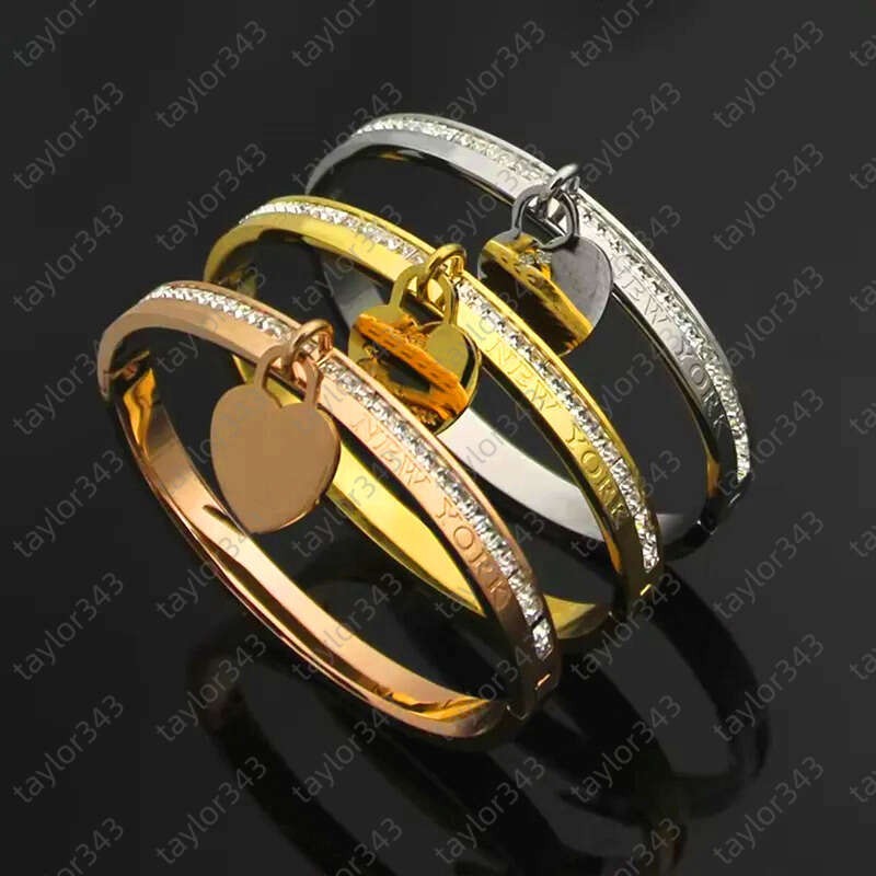 Bangle Designer Bracelet Classic Single Row Diamond Cuff Charm Women Bracelets 18k Gold Sterling Silver Titanium Steel Designer Jewelry