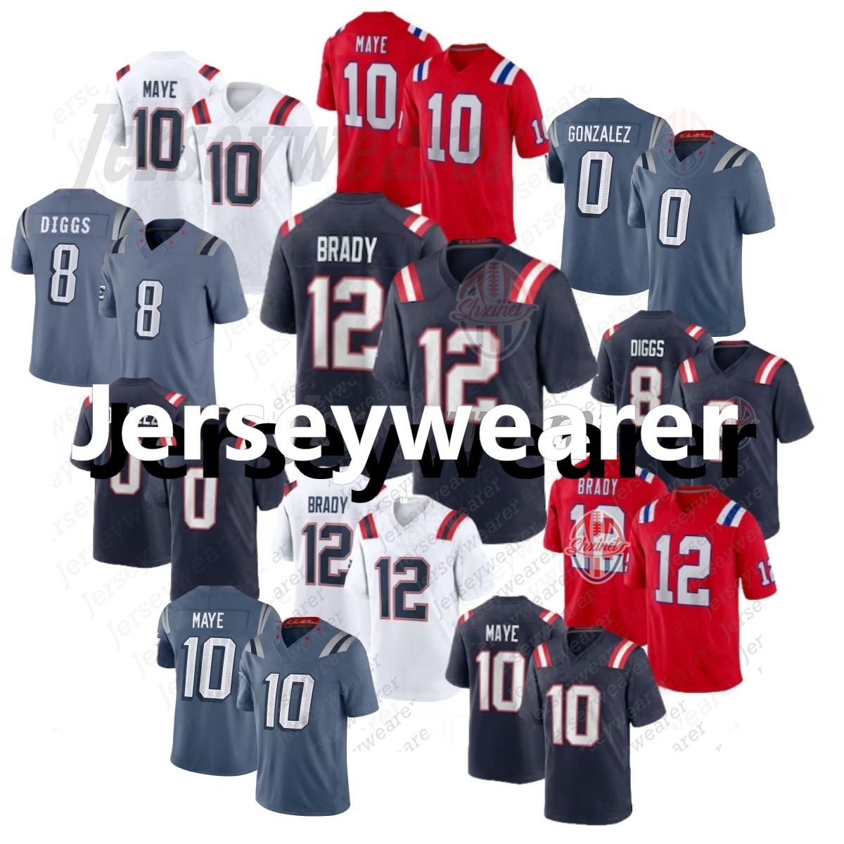 Personalize Custom 10 Drake Maye Rivalries Football Jersey Maye Stefon Diggs Christian Gonzalez Brady Mike Vrabel New Arrivals Any Name Number