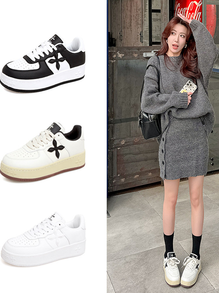 DARSII breathable thick soled height increasing board shoes for commuting trendy and versatile casual sneaker shoes for men and women