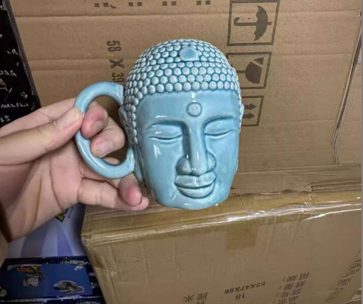 Creative Ceramic Mug Zen Buddha Compassion Coffee Cup Drinking Utensils Home Office Teacup Meditation Gift Artisan Pottery Drinking utensils Teacup Mu