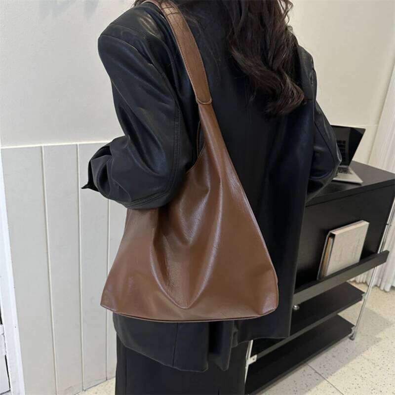 Vintage Soft PU Leather Ladies Shoulder Commuter Large Handbag Women's Versatile Tote Underarm Bag Quality XJ260109