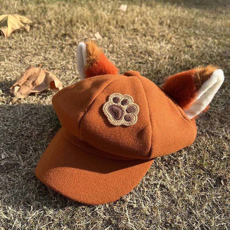 Disney Halloween Judy Rabbit Nick Fox Ears Cosplay Octagonal Big Head Circumference Accessory Cute Autumn And Winter Hat Beret XJ260109