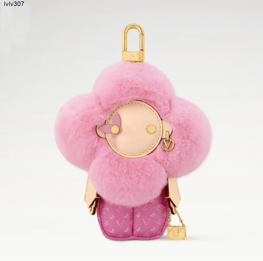 Keychains Lanyards Luxury Keychains Pink Blue Furry Sunflower Designer Keychain Bag Charms Pendant Accessories Sun flower Doll Car KeyRings Holiday Gifts