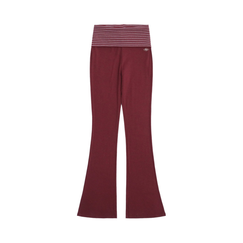 Badblood Striped Slim Fit American Style Hot Girl Fashion New Soft Casual Urban Women Ribbed Hip Lift Flared Pants 240829