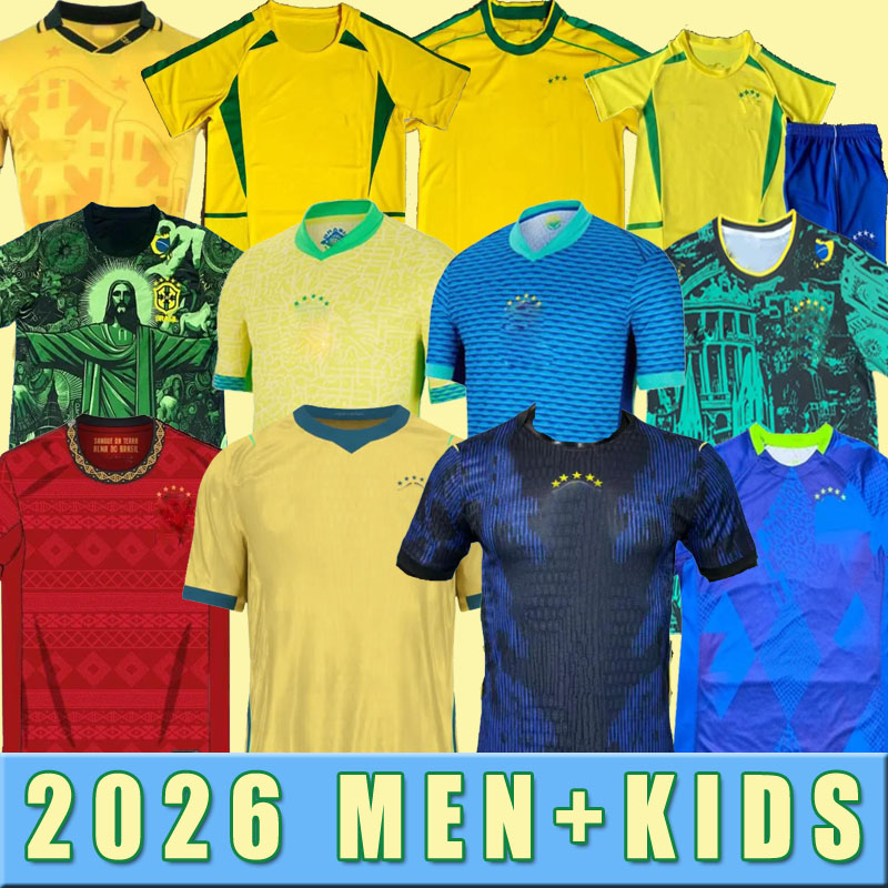 2024 2026 S-4XL RETRO 98 02 BRAZILS Soccer Jerseys Camiseta De Futbol PAQUETA Football Shirt Maillots MARQUINHOS VINI JR home away RICHARLISON MEN KIDS NEYMAR