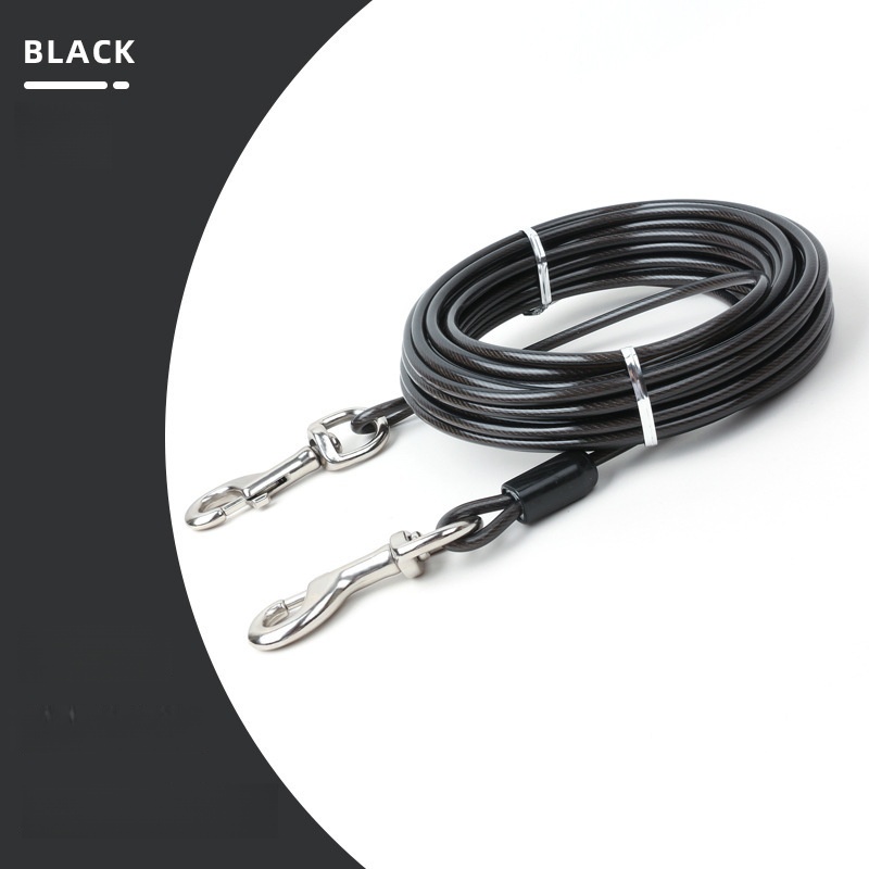 Red Durable Dog Leash - Heavy Duty Cable Dog Lead with Double Metal Clips, Strong Pet Walking Leash for Medium/Large Dogs