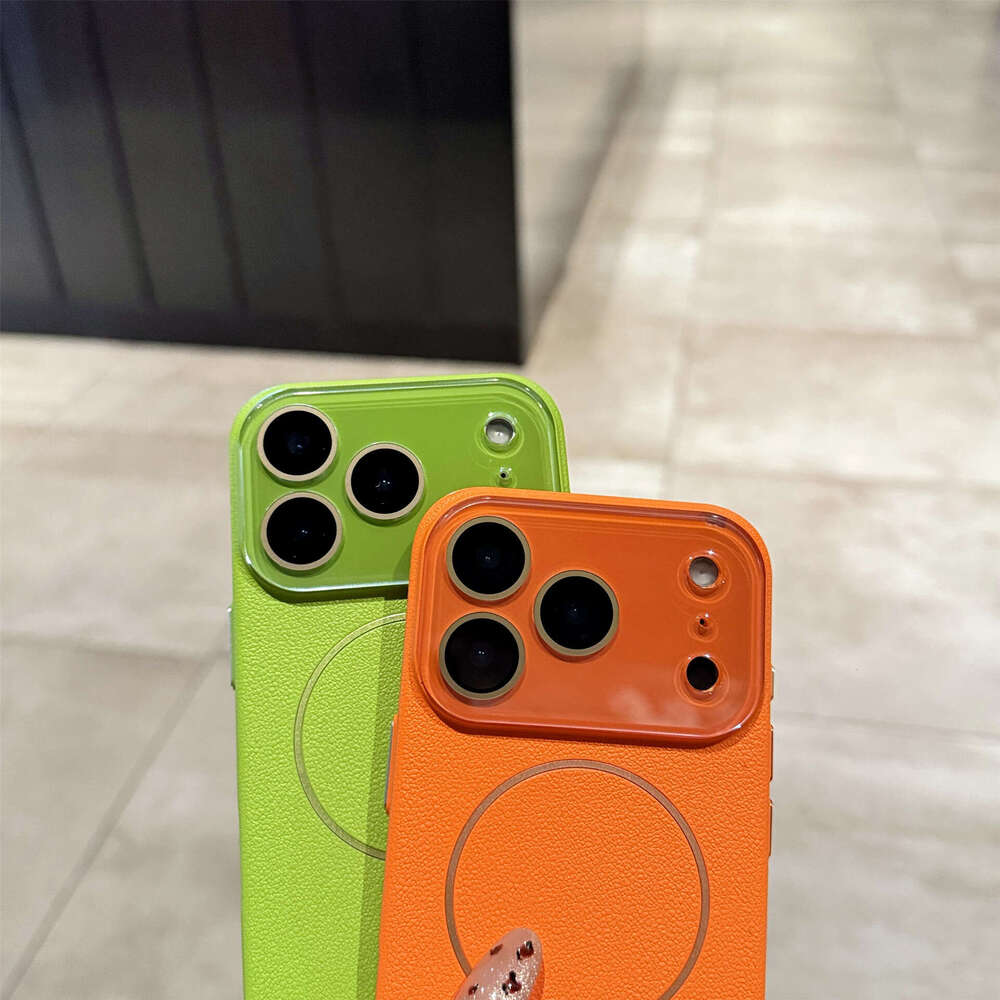 Slim Leather Texture Magnetic iPhone Case, Wireless Charging Compatible, Shockproof Protective Cover for iPhone 17 Pro Max/16 Plus/15